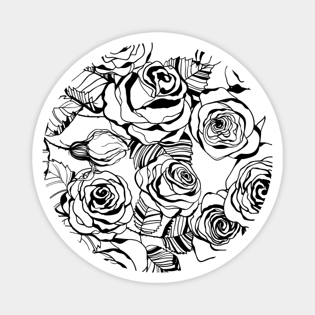 Hand drawn roses pattern Magnet by katerinamk